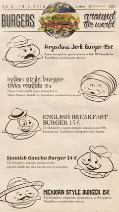 Burgers Around the World -menu.