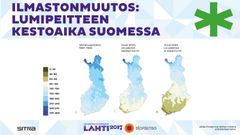 Protect Our Winters Finlandin kartta kuvaa, miten Suomen lumipeite kutistuu ilmastonmuutoksen myt, jos pstj ei saada kuriin.