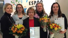 Anne Lönnqvist och Katja Roth från Villa Linnea, Anniina Ahllöf-Syväoja och Bettan Fallenius från Hulda & Malva och Mervi Lahtelin från Mainiokoti Uuttu.