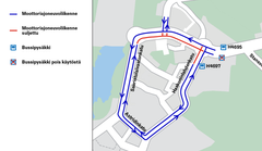 Liikennejärjestelyt kartalla.