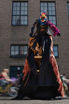 Förhandsföreställningar av konstnärgruppen Compañía Kaari & Roni Martins verk Bakterien sker på olika håll i stadskärnan den 26 och 27 augusti. Foto: Emilia Annala.