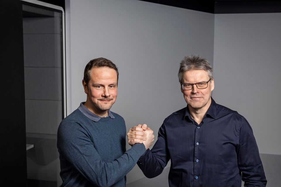 Yksikönjohtaja Johan Sund (vas.) ja toimialajohtaja Timo Leppänen A-Insinööreistä