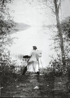 Torsten Wasastjerna maalaa Kaukjärven rannalla kesällä 1892 | Torsten Wasastjerna målar på stranden av Kaukjärvi sommaren 1892, yksityiskokoelma | privatsamling. Kuva | Foto: Daniel Nyblin
