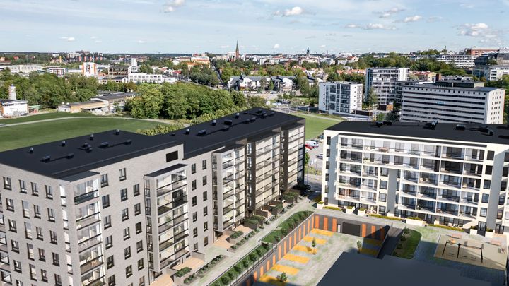 Rakennusliike Lapti rakentaa Taalerille 64 vuokra-asuntoa Herttuankulman alueelle Turkuun. Havainnekuva: Schauman Arkkitehdit
