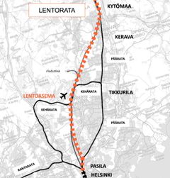 Lentorata on 30 km pitkä, uusi nopea ratayhteys Helsingistä lentoasemalle. Se erkanee Pasilan jälkeen pääradasta, kulkee Helsinki-Vantaan lentoaseman kautta 28 kilometriä tunnelissa ja liittyy päärataan Kytömaalla Kerava-Lahti oikoradan erkanemiskohdassa Keravan pohjoispuolella. Lentoradalta on yhteydet pääradalle pohjoiseen sekä Lahden oikoradalle.