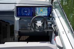 Standard equipment includes one 16" Q-display with Navionics electronic navigation charts, and a double display is optional.