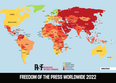 Toimittajat ilman rajoja -järjestön vuosittain julkaisema World Press Freedom Index mittaa lehdistönvapautta 180 eri maassa ja alueella.