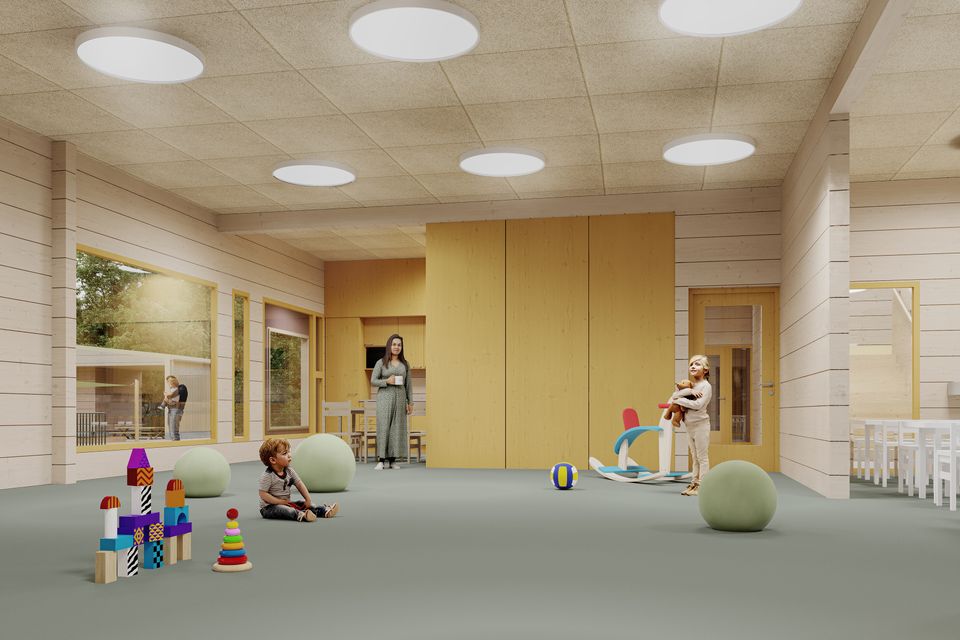 Hoivarajentajat Matarin päiväkoti Vantaa - havainnekuva leikkihuone web