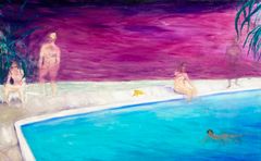 Erik Creutziger:  Hedonists’ Backyard II. 110x170cm,  oil on canvas, 2022.