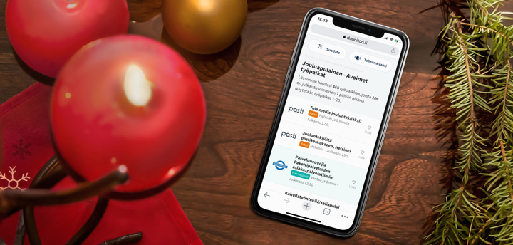 Työnantajat etsivät tänä vuonna erityisen paljon jouluapulaisia muun muassa ravintola- ja matkailualalle sekä postin ja logistiikan tehtäviin.