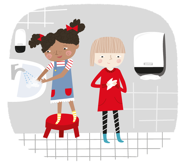 Katrin-käsihygieniapuuhapaketti muistuttaa kouluja ja koululaisia käsienpesun tärkeydestä.