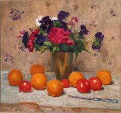 Werner von Hausen: Still-life with flowers and fruit, 1949, oil on canvas, 45 x 49 cm. Private Collection. Photo: Vesa Aaltonen.