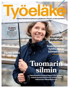 Uusin Työeläke-lehti kertoo vakuutusoikeuden toiminnasta. Lehden kannessa vakuutusoikeustuomari Maija-Liisa Goebel.