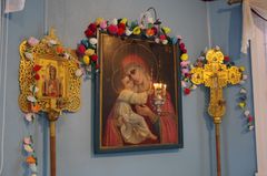 Jumalansynnyttäjän Neitseen Marian ikoni Profeetta Hannan kirkosta Sonkajanrannalta. Kuva: Vladimir Sokratilin