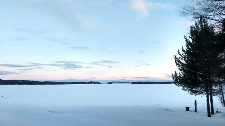 Pielisen jäänpaksuus Nurmeksessa oli maaliskuun lopussa hieman yli puoli metriä, josta n. puolet oli teräsjäätä. Kuva: Ilkka Elo / Pohjois-Karjalan ELY-keskus.