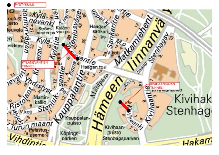 Kylänevantien ja Kivihaankujan viemäritunnelit
