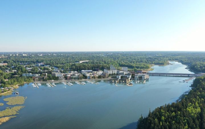 Havainnekuvassa näkymä Vartiokylänlahdelta Puotilanrantaan. Kuva: Voimagraphics oy