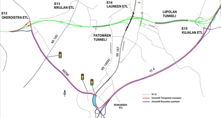 Liipolan ja Patomäen tunnelit ovat pelastusharjoituksen ajan (26.8.2021 klo 19.00–23.00) suljettuna liikenteeltä.