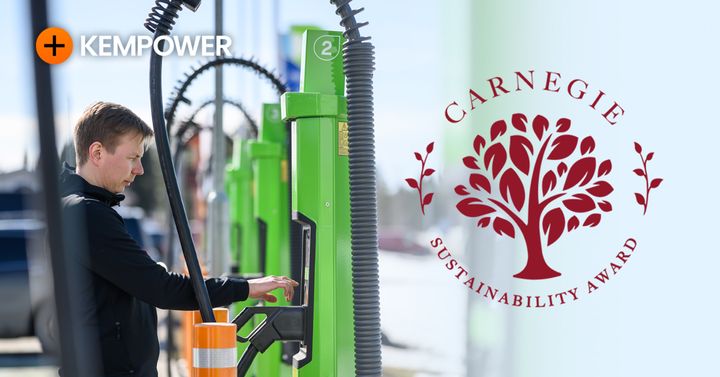 Kempower on valittu vuoden 2023 Carnegie Sustainability Awards -kilpailussa parhaaksi tulokkaaksi. Carnegie antaa tunnustusta Kempowerin sitoutumisesta siihen, että kaikki yhtiön toiminnot edistävät merkittävästi ilmastonmuutoksen hillitsemistä.