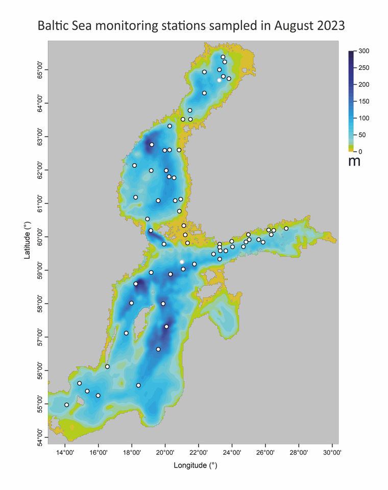 Baltic Sea monitoring stations August 2023