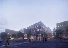 Näkymä Kustaa Vaasan tieltä. Kuva: Schauman & Nordgren Architects Oy, MASU Planning Oy ja Schauman Arkkitehdit Helsinki Oy