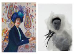 Axel Haartman: Det indiska draperiet (1911). Finlands Nationalgalleri/Konstmuseet Ateneum. Bild: Finlands Nationalgalleri/Hannu Aaltonen. | Not Vital: Gu Cheng (2010). Bild: Eric Gregory Powell.