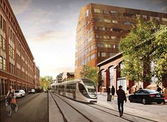 Telakkarannan aluetta tulevaisuuden havainnekuvassa. Kuva: Lundgaard&Tranberg Arkitekter A/S