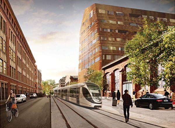 Telakkarannan aluetta tulevaisuuden havainnekuvassa. Kuva: Lundgaard&Tranberg Arkitekter A/S