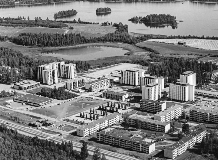 Kortepohjan alue Jyväskylässä rakennettiin pääosin vuosien 1965-79 aikana. Kuva Keski-Suomen museo.