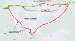 Omväg är via landsväg 296, landsväg 167 och riksväg 4.