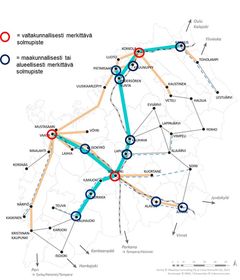 Kuva 3. Merkittävimmät julkisen liikenteen solmupisteet Etelä-Pohjanmaalla, Keski-Pohjanmaalla ja Pohjanmaalla.