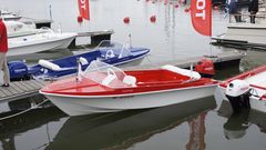 A line-up of altogether seven different-coloured Marino Mustang retro boats will be moored at the show.