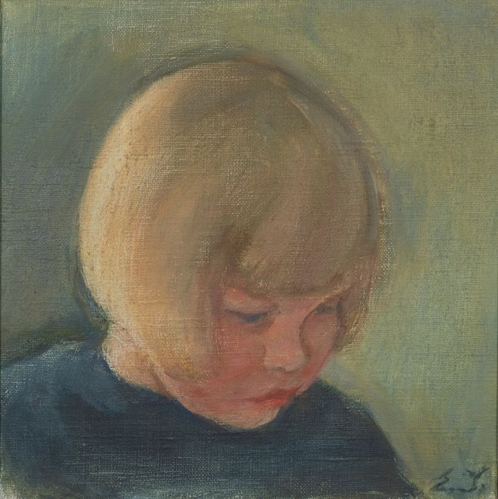 Einar Ilmoni, Tytön pää Eila Tulenheimo, 1923, öljy kankaalle, yksityiskokoelma. Kuvaaja: Jussi Koivunen.