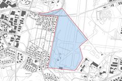 Startbanskvarterens planeringsområde på kartan.