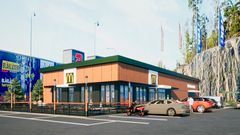 Havainnekuva Vantaan Porttipuiston uudesta McDonald's-ravintolasta.