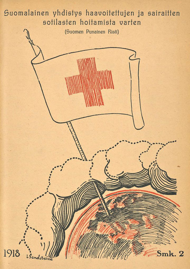 Suomalainen yhdistys haavoitettujen ja sairaitten sotilasten hoitamista varten 1915, kuuluu kokoelmiin Valkoinen armeija ja Vaasan senaatti