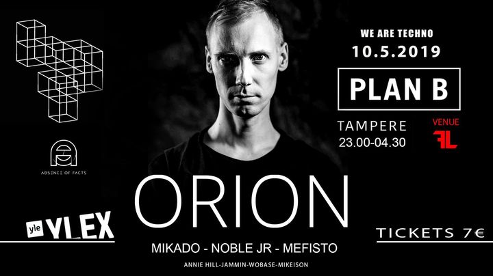 Venue FL:n avajaisia vietetään 10.5. Plan B:n hostaamassa WE LOVE TECHNO -eventissä esiintyvät DJ:t Orion, Mikado, Nobel JR ja Mefisto.