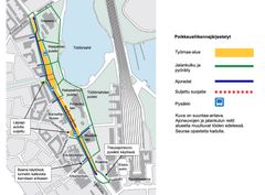 Liikennejärjestelyiden muutokset kartalla.