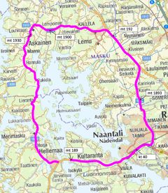 Liikennekatkon aikainen kiertotie kartalla