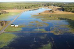 Översvämmad åkermark på område längs Ribäcken vid Malax å 3.11.2020.