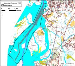 Kuva 1. Hellälän jäänsahausalue. Kuvassa olevien urien sijainnit on paikannettu vuodelta 2020, jolloin Hellälässä on edellisen kerran tehty jäänsahauksia.