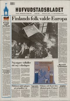 Hufvudstadsbladet 17.10.1994, digi.kansalliskirjasto.fi / Kuva: digi.kansalliskirjasto.fi, julkaistu Hufvudstadsbladetin luvalla.
