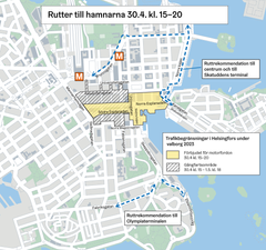 Rutter till hamnarna under trafikbegränsningarna.