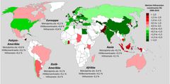Metsien pinta-alan ja hiilivarastojen muutosta vuosina 2000-2010 esittävä kartta.