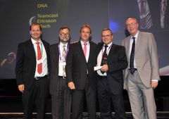 DNA AT IBC Awards Ceremony:
DNA:lle IBC 2011 -innovaatiopalkinto sisällönjakelun sarjassa. Vasemmalta: Joachim Bergman (Head of Practice Television and Media management region Northern Europe & Central Asia, Ericsson), Wilhelm Heucke-Scheller (Managing D