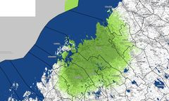 DNA:n antenniverkon Kokkolan lähettimen (Kosila) näkyvyysalue
