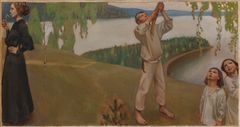 Akseli Gallen-Kallela: Vår, förarbete till fresken i Juséliuska gravkapellet (1903). Sigrid Juséliukses fundament. Foto: Finlands Nationalgalleri / Jenni Nurminen