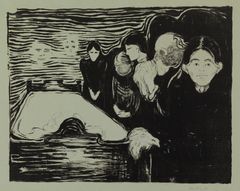 Edvard Munch: Vid dödsbädden (1896). Finlands Nationalgalleri / Konstmuseet Ateneum, Ester och Jalo Sihtolas Konststiftelses donationssamling. Foto: Finlands Nationalgalleri / Aleks Talve.