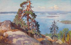 Eero Järnefelt: Landskap från Koli (1928). Finlands Nationalgalleri / Konstmuseet Ateneum, samling Finlands Sparbank Ab.
