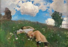 Eero Järnefelt: Saimi in the Meadow (1892). Deposit, Järvenpää Art Museum.
